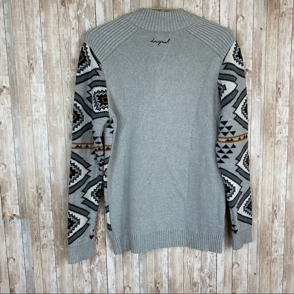 Desigual Aztec Print Quarter Zip Long Sleeve Pullover Sweater Size XL Men - Picture 6 of 11